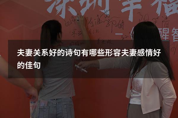 夫妻关系好的诗句有哪些（形容夫妻感情好的佳句）