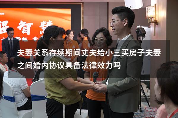夫妻关系存续期间丈夫给小三买房子（夫妻之间婚内协议具备法律效力吗）