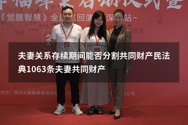 夫妻关系存续期间能否分割共同财产（民法典1063条夫妻共同财产）