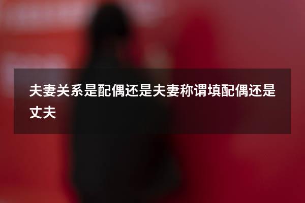 夫妻关系是配偶还是夫妻（称谓填配偶还是丈夫）