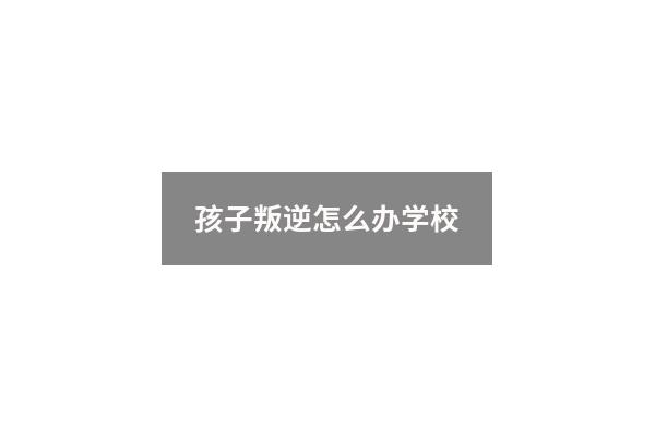 孩子叛逆怎么办学校
