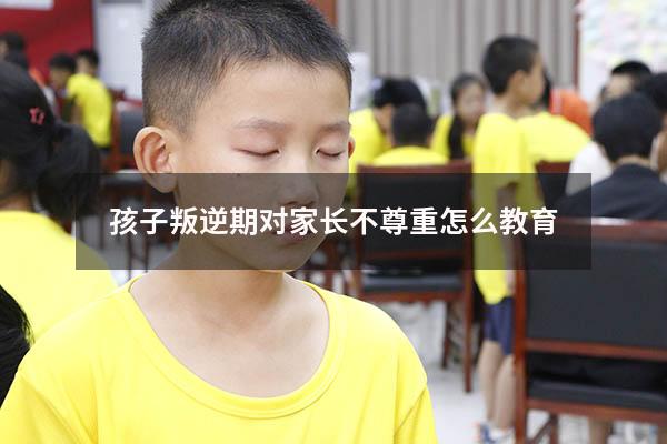 孩子叛逆期对家长不尊重怎么教育