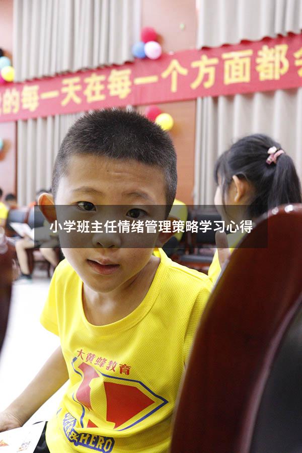 小学班主任情绪管理策略学习心得