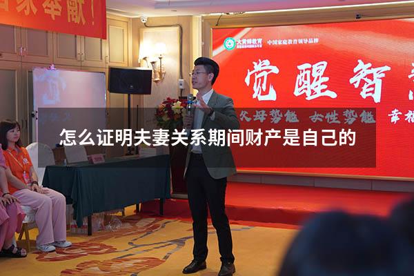 怎么证明夫妻关系期间财产是自己的
