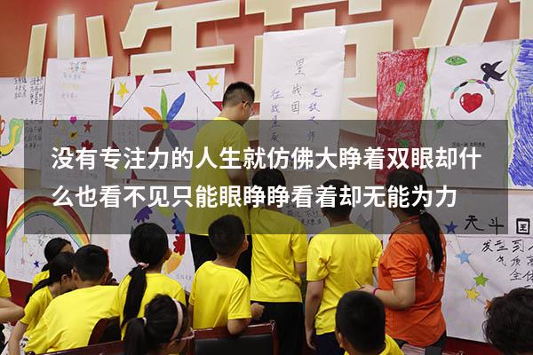 没有专注力的人生就仿佛大睁着双眼却什么也看不见（只能眼睁睁看着却无能为力）