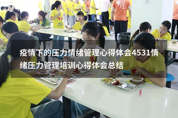 疫情下的压力情绪管理心得体会4531（情绪压力管理培训心得体会总结）