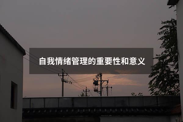 自我情绪管理的重要性和意义