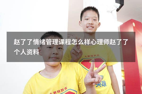 赵了了情绪管理课程怎么样（心理师赵了了个人资料）