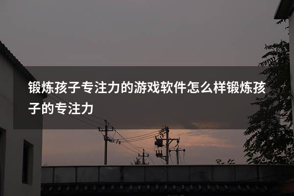 锻炼孩子专注力的游戏软件（怎么样锻炼孩子的专注力）
